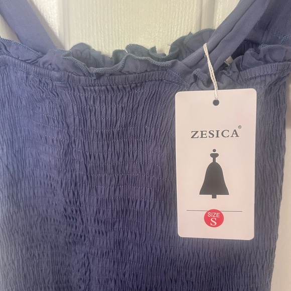 Chic Blue Midi Dress with Tie Straps - Picture 3 of 3